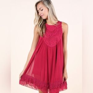 Altar’d State Charlotte Lace Mini Dress Red